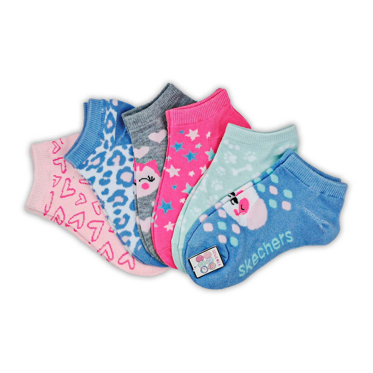 6PK GIRLS NON TERRY LOW CUT  #s600162-530