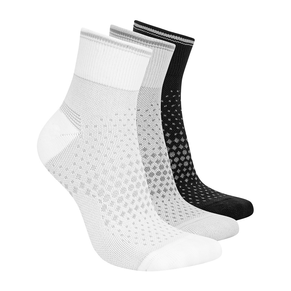 3PK WOMENS 1/2 TERRY HIGH QTR CREW 
