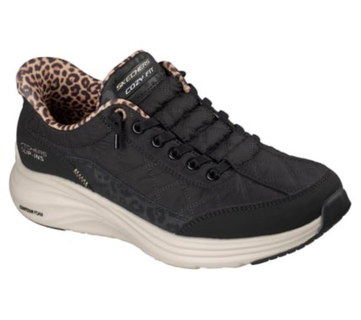 SKECHERS SLIP-INS: CONTOUR FOAM - COZY FIT LEOPARD 